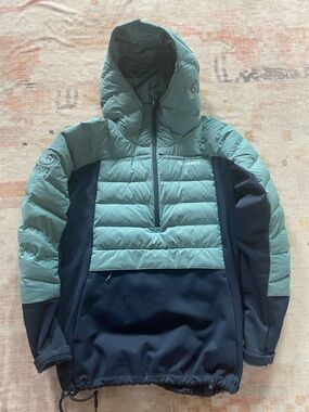 Simms Two-Tone Hooded Insulated Puffer Jacket - Teal & Navy